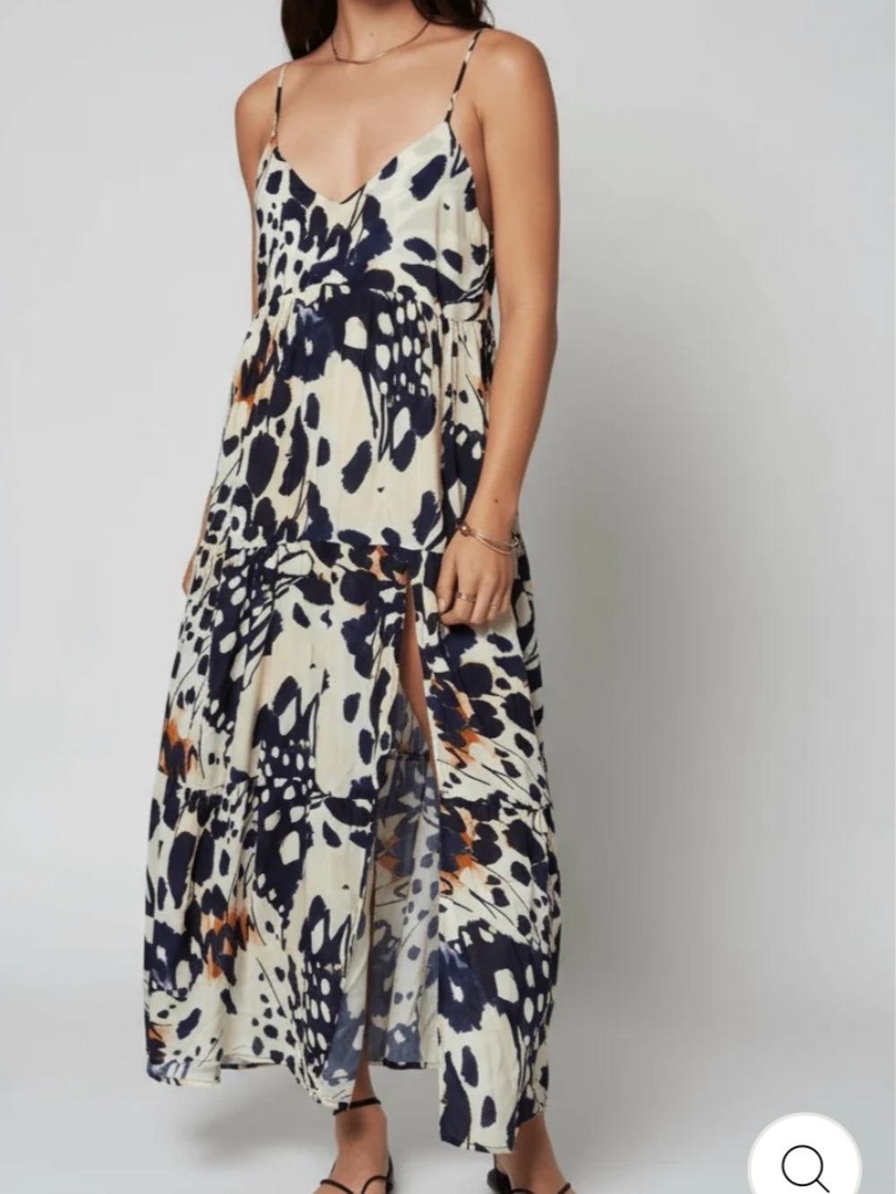 Stillwater the brand the try me maxi dress butterfly monarch drop waist spaghett